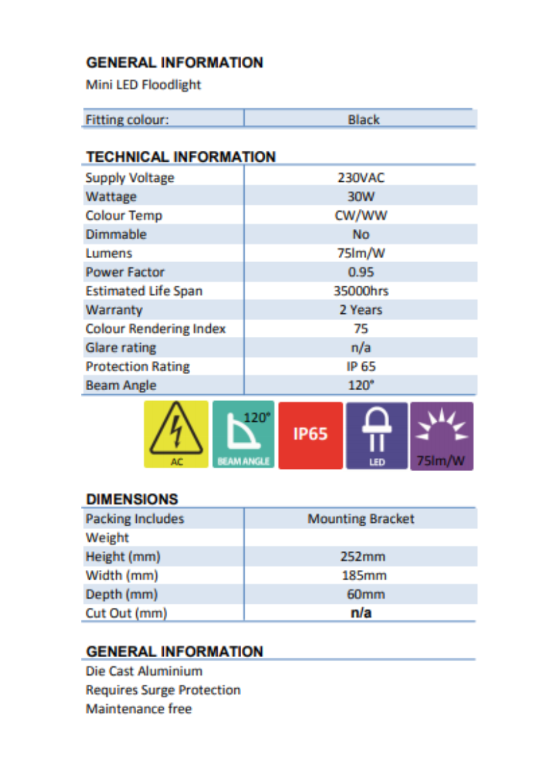 FL-30W-CW FLOODLIGHT 2 FL-30W-CW FLOODLIGHT